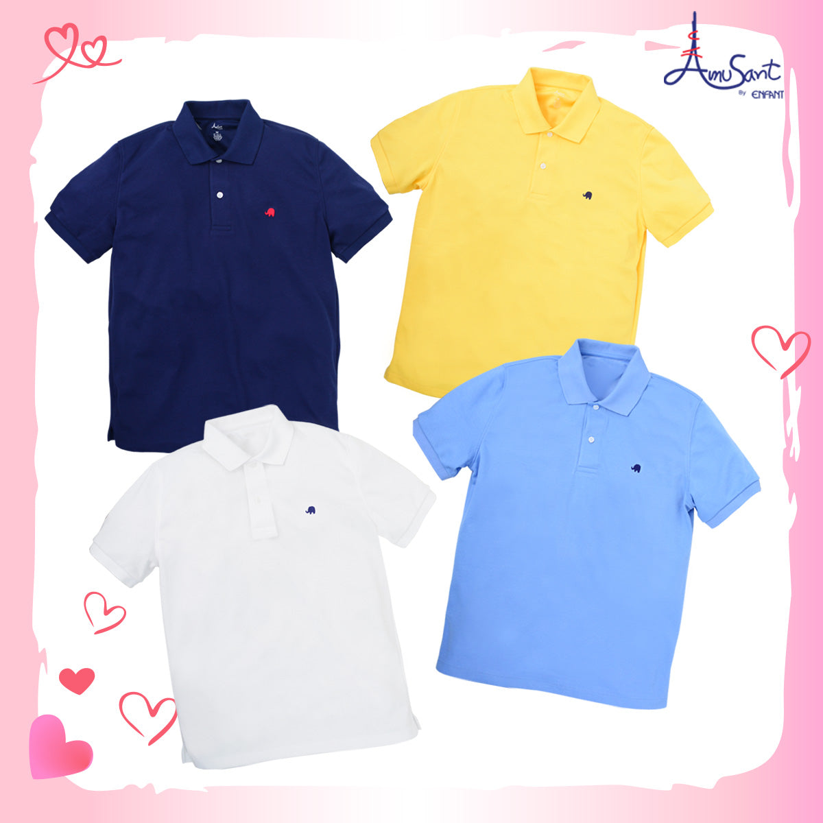 Amusant เสื้อโปโลผ้าปีเก้สำหรับครอบครัว