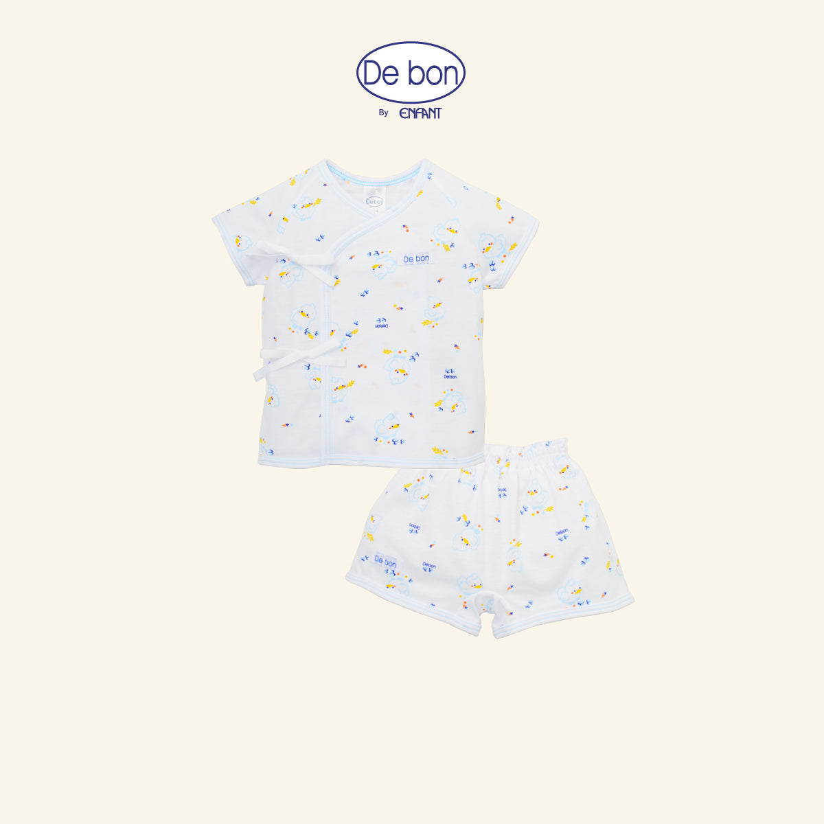 DE BON เสื้อผูกป้าย/กระดุม/กางเกง ขาสั้น แรกเกิด-2ขวบ เป็ดน้อย (ขายแยกชิ้น) ฟ้า-ชมพู EI2AX5
