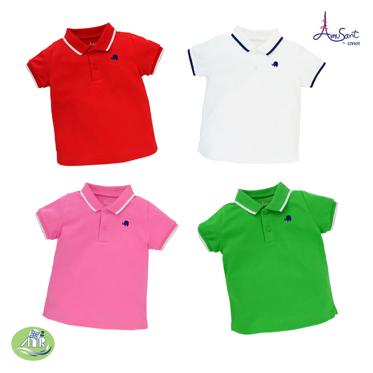 Amusant เสื้อโปโลเย็นแต่งปก+แขน EH2J50
