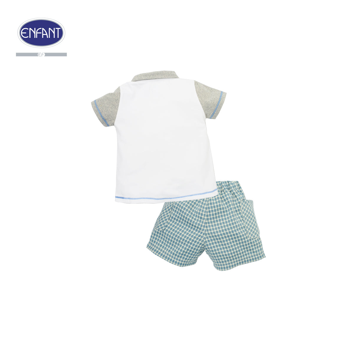 ENFANT ชุดเสื้อ-กางเกงลายสก็อต ลายแพนด้า สำหรับ3เดือน-2ขวบ รุ่นEB1JM1