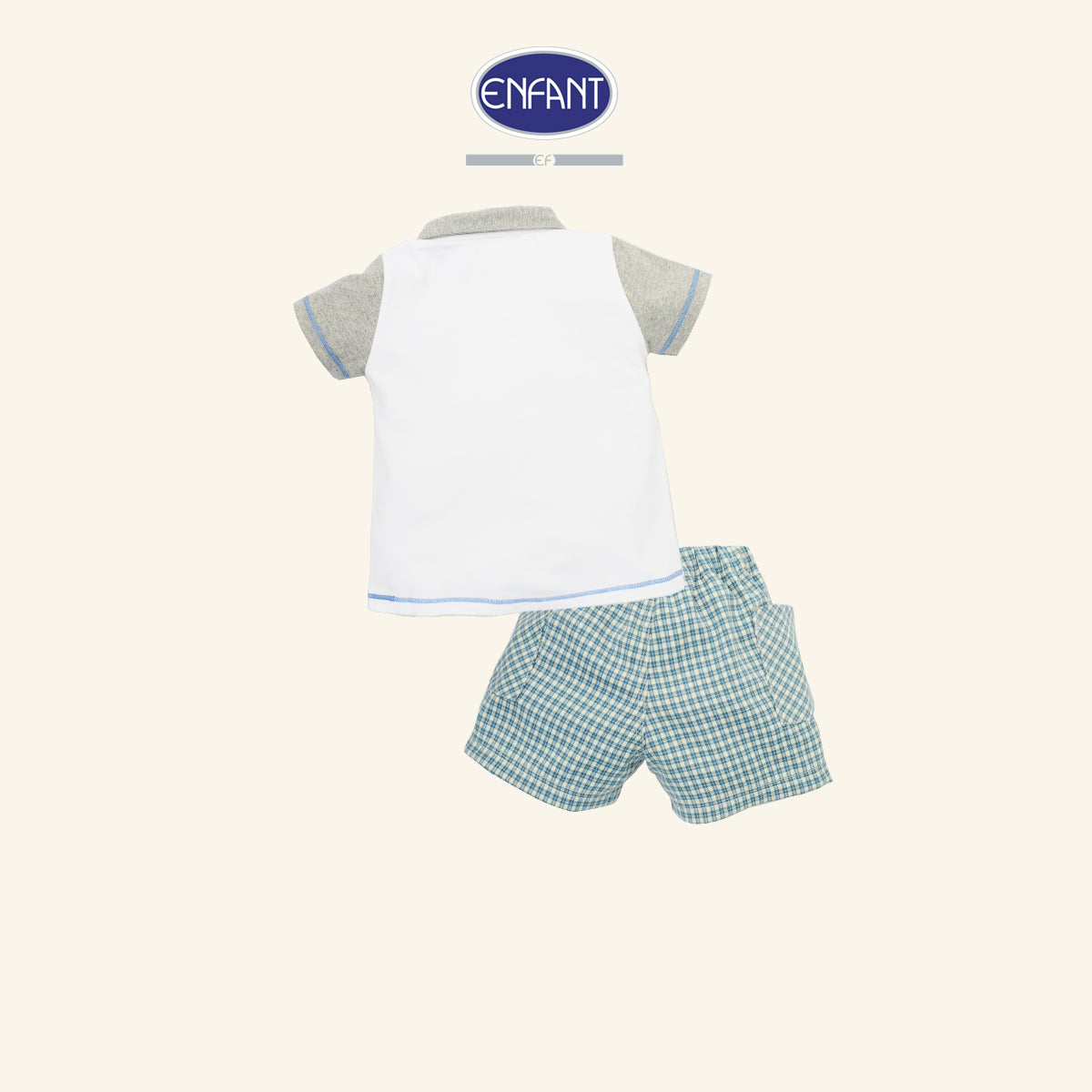 ENFANT ชุดเสื้อ-กางเกงลายสก็อต ลายแพนด้า สำหรับ3เดือน-2ขวบ รุ่นEB1JM1