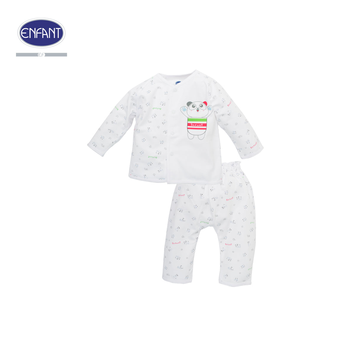 ENFANT ชุดกระดุมแขนยาวสำหรับ3เดือน-2ขวบ ลายแพนด้า รุ่นEB1JM6
