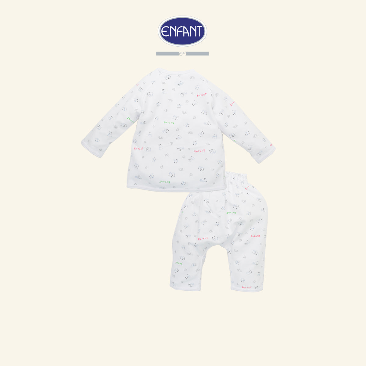 ENFANT เสื้อผูกป้าย แขนยาว ลายแพนด้า สำหรับแรกเกิด-6เดือน รุ่นEB1JM7