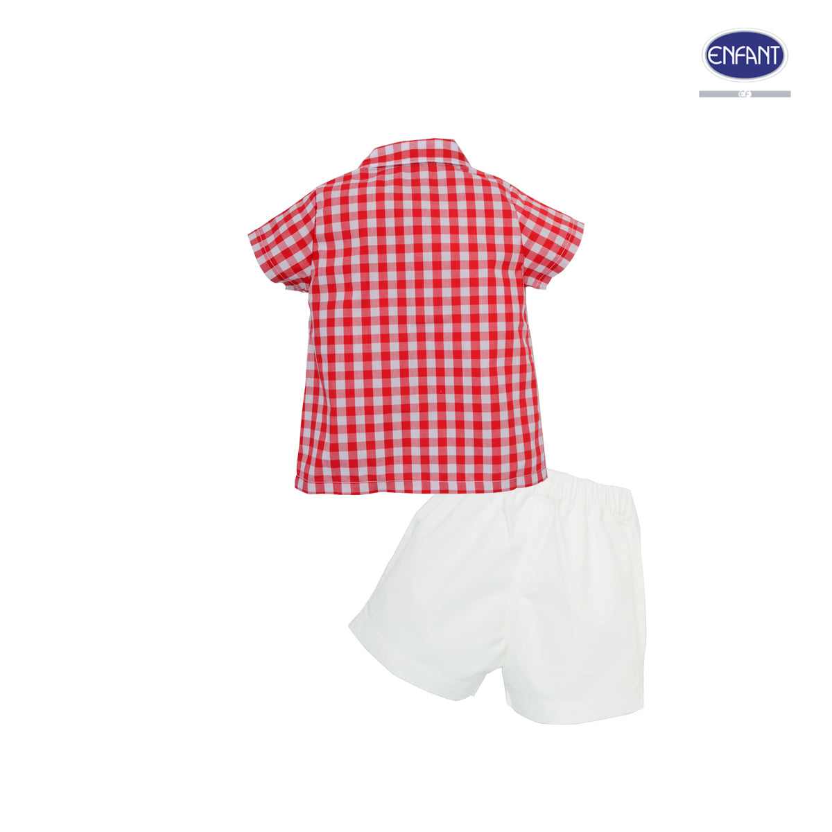 Enfant ชุดเสื้อเชิ้ตคอกลม-กางเกงผ้าทอลายสำหรับเด็กเล็ก3เดือน-2ขวบ EB1JN1