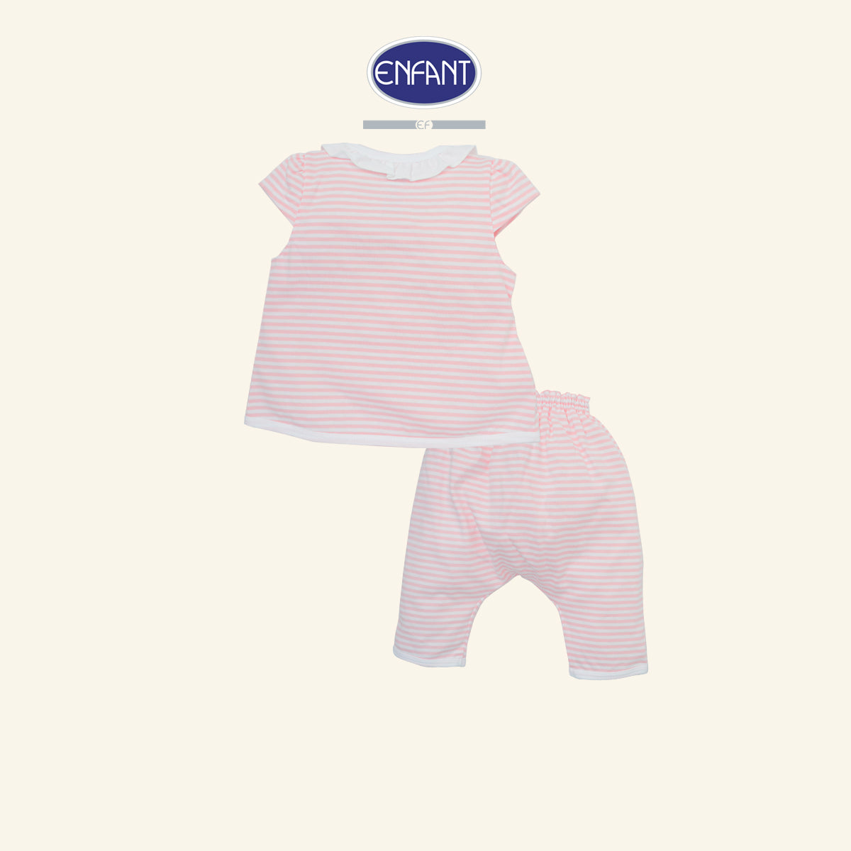 ENFANT ชุดเสื้อผูกป้ายเด็กหญิง ลายทหารเรือ แรกเกิด-6เดือน ชมพู รุ่นEB1JP3