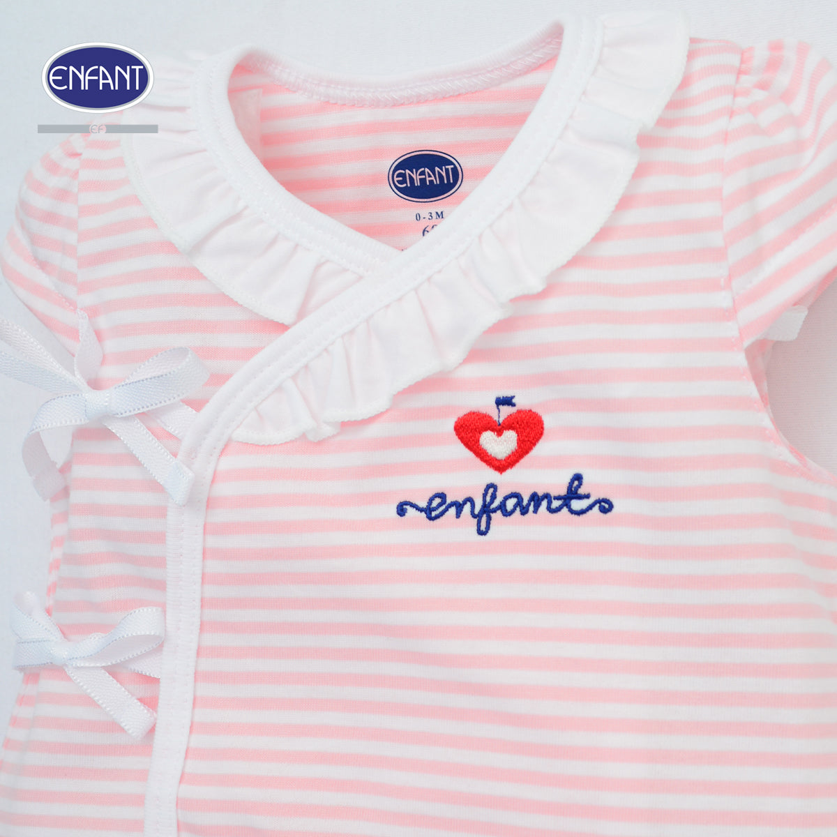 ENFANT ชุดเสื้อผูกป้ายเด็กหญิง ลายทหารเรือ แรกเกิด-6เดือน ชมพู รุ่นEB1JP3