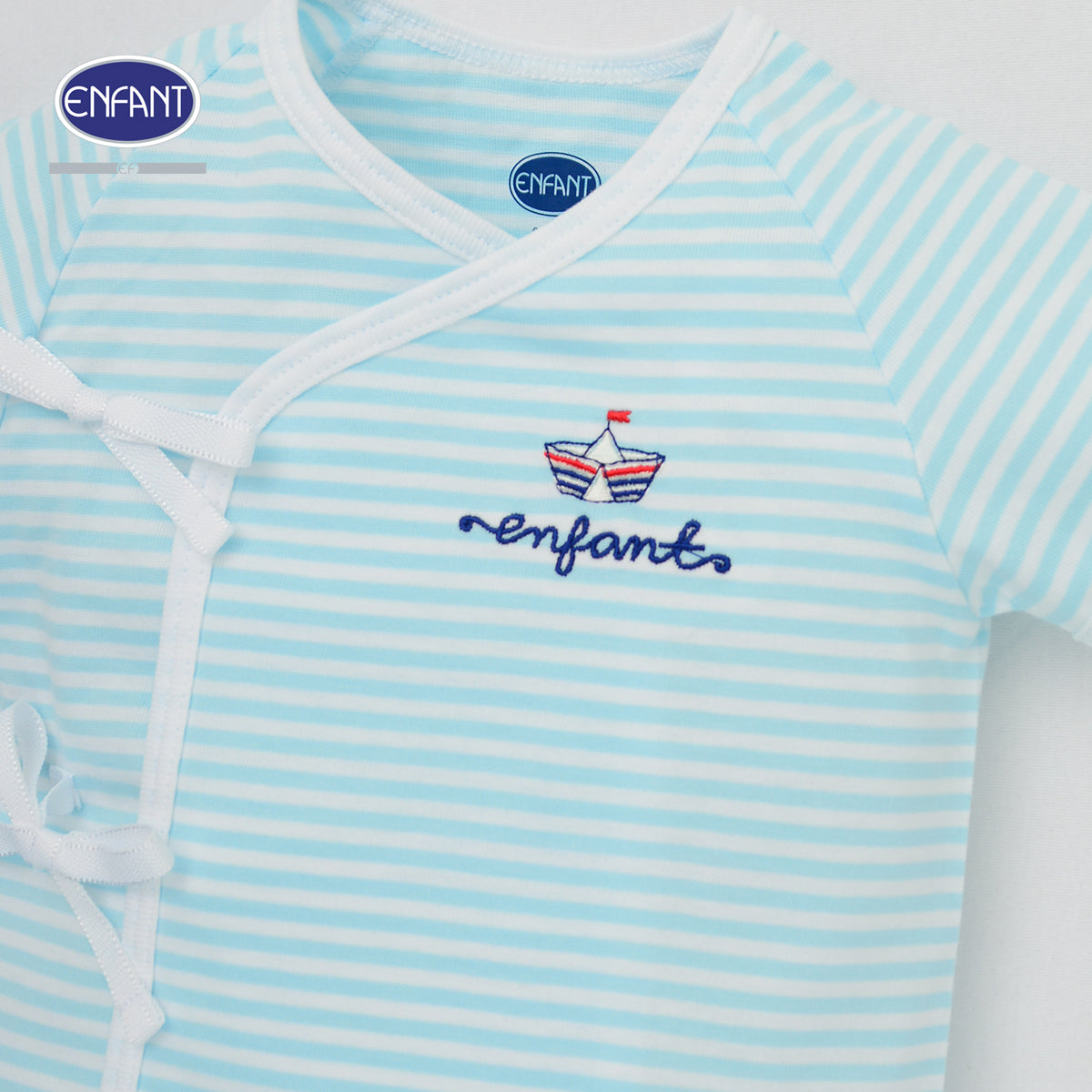 ENFANT ชุดเสื้อผูกป้ายเด็กชาย ลายทหารเรือ แรกเกิด-6เดือน ฟ้า รุ่นEB1JP5