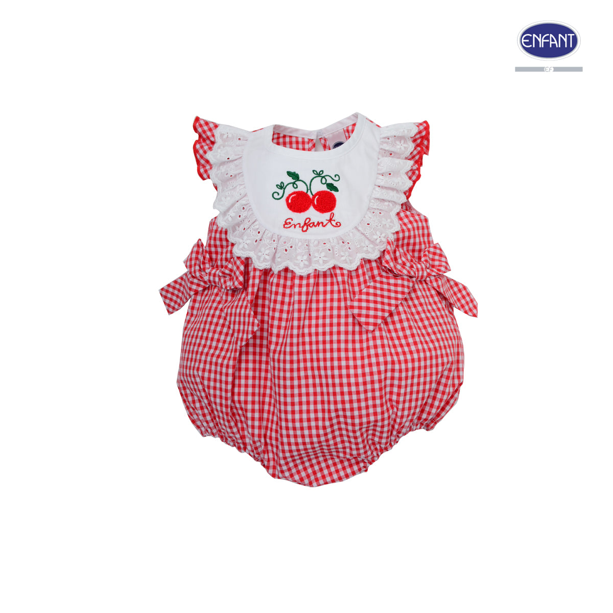 Enfant ชุดบอดี้สูทสีแดง ลายเชอร์รี่เด็กอ่อนสำหรับแรกเกิด-1ขวบ EB8JN3