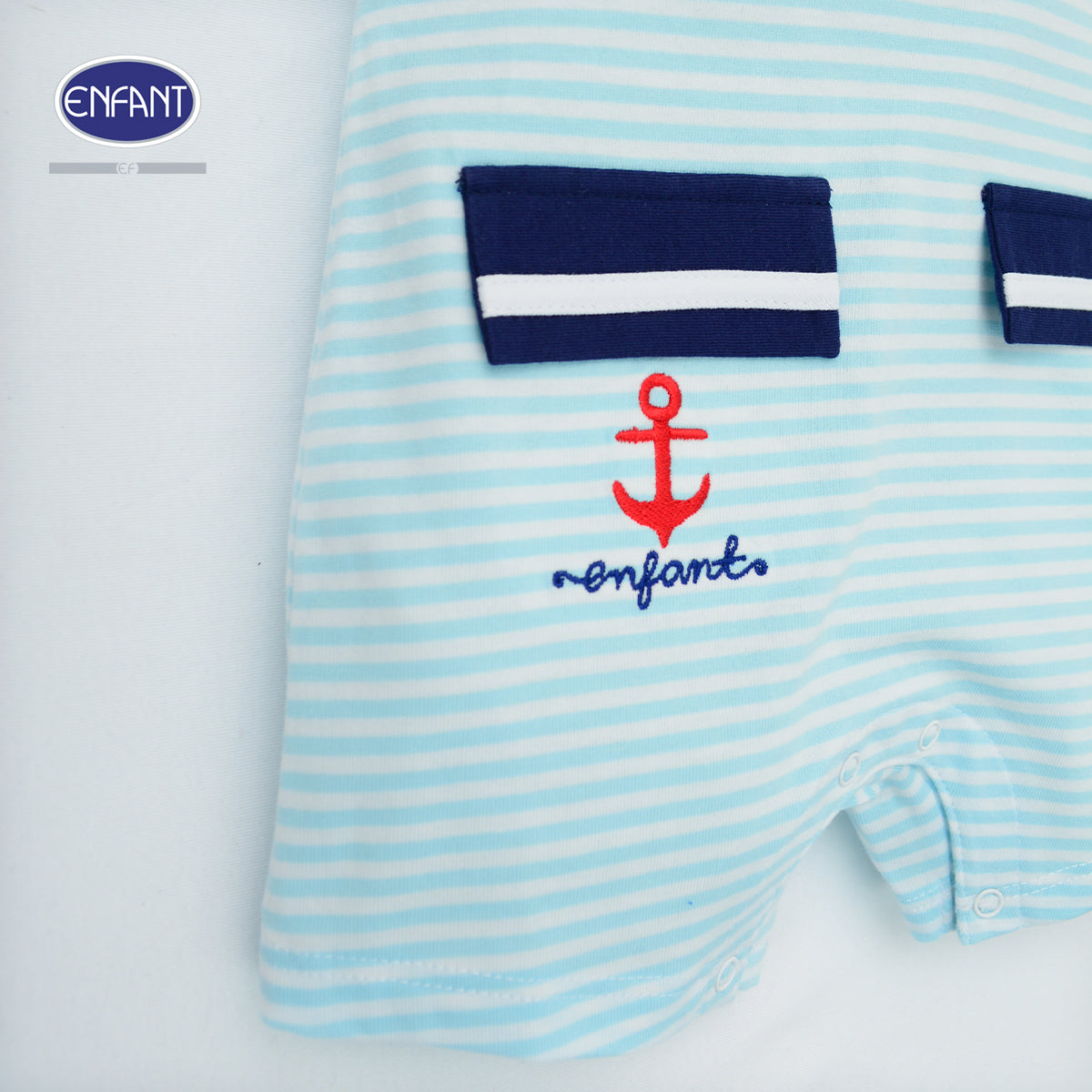 ENFANT ชุดบอดี้สูทลายทหารเรือสำหรับแรกเกิด-1ขวบ สีฟ้า รุ่นEB8JP1