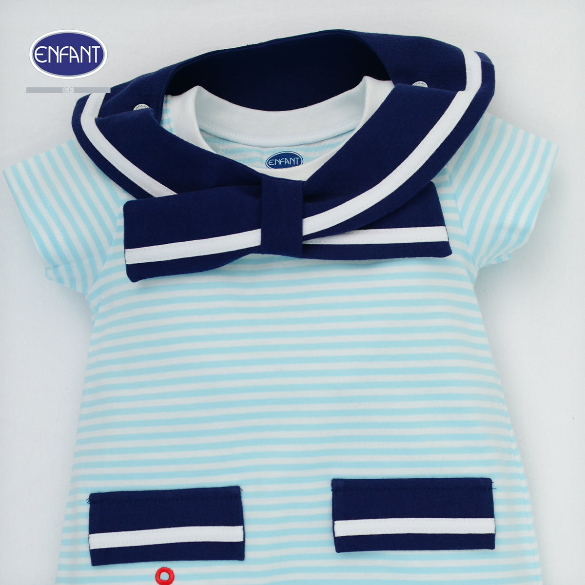 ENFANT ชุดบอดี้สูทลายทหารเรือสำหรับแรกเกิด-1ขวบ สีฟ้า รุ่นEB8JP1