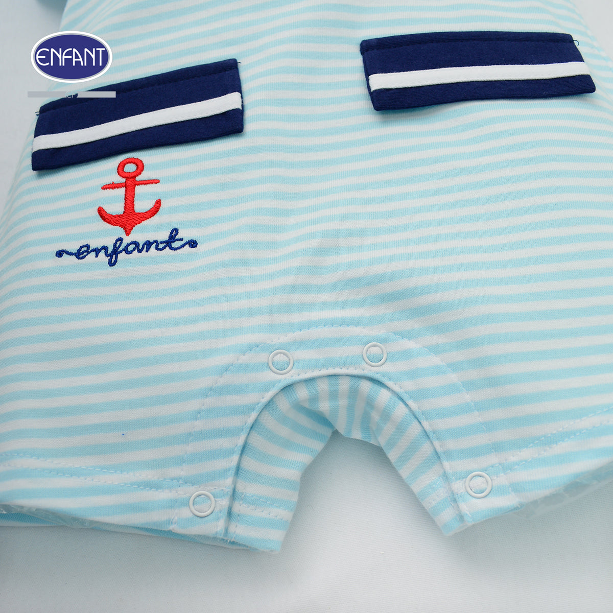ENFANT ชุดบอดี้สูทลายทหารเรือสำหรับแรกเกิด-1ขวบ สีฟ้า รุ่นEB8JP1