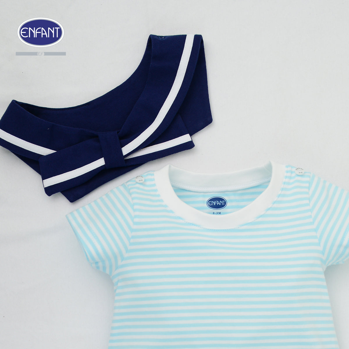 ENFANT ชุดบอดี้สูทลายทหารเรือสำหรับแรกเกิด-1ขวบ สีฟ้า รุ่นEB8JP1