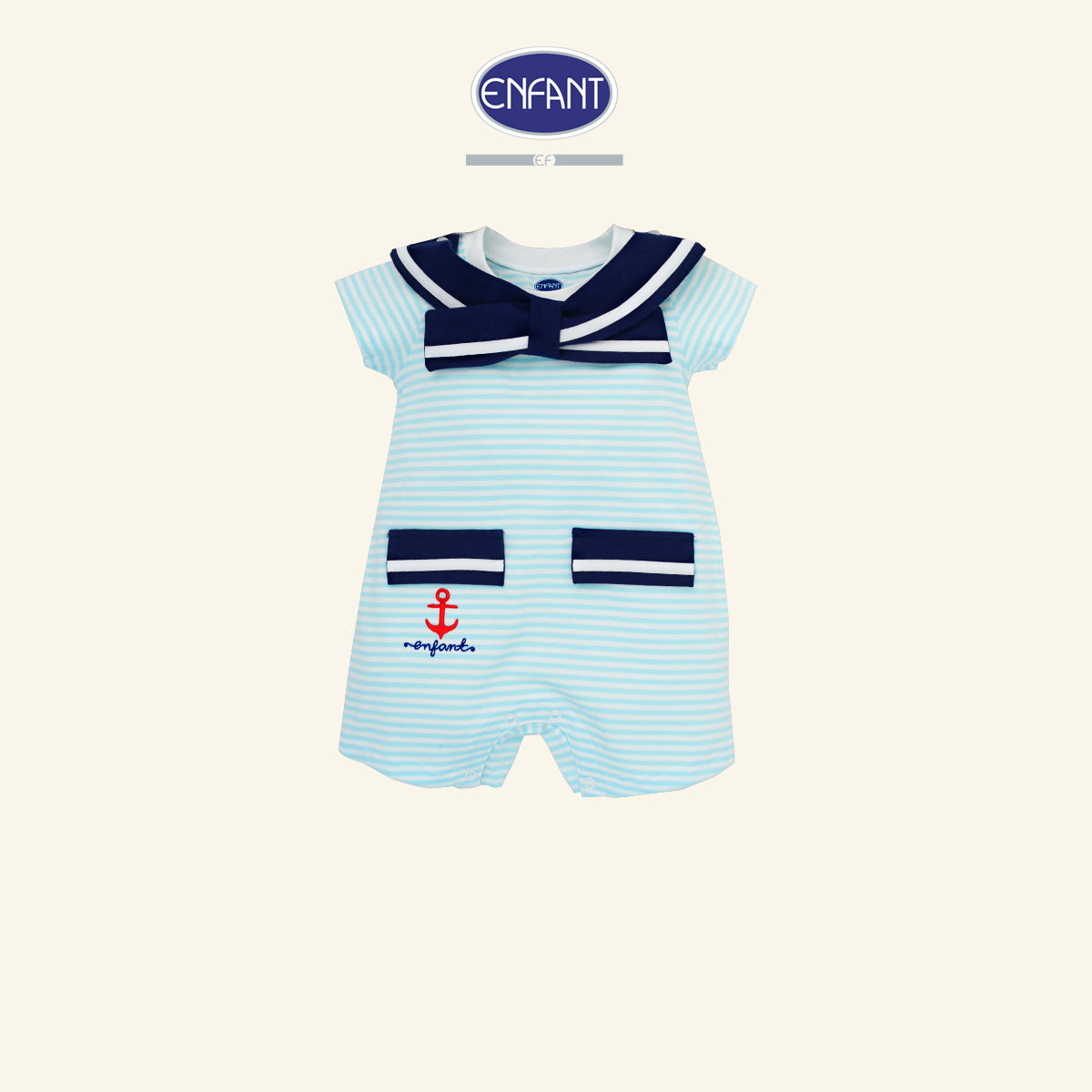 ENFANT ชุดบอดี้สูทลายทหารเรือสำหรับแรกเกิด-1ขวบ สีฟ้า รุ่นEB8JP1