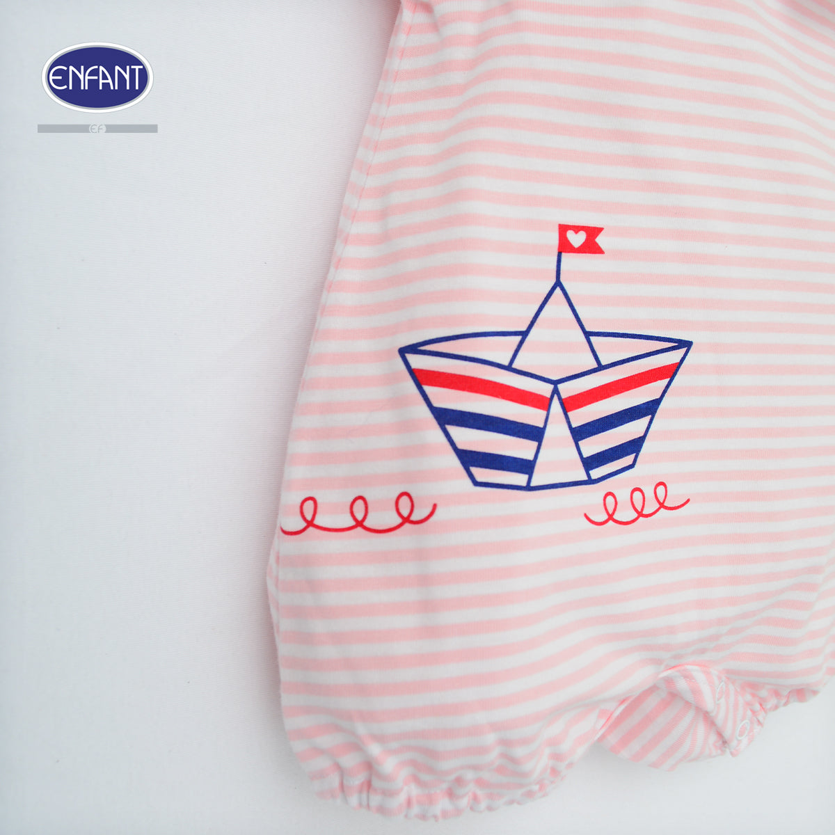 ENFANT ชุดบอดี้สูทเด็กหญิงลายทหารเรือ แรกเกิด-1ขวบ ชมพู รุ่นEB8JP2
