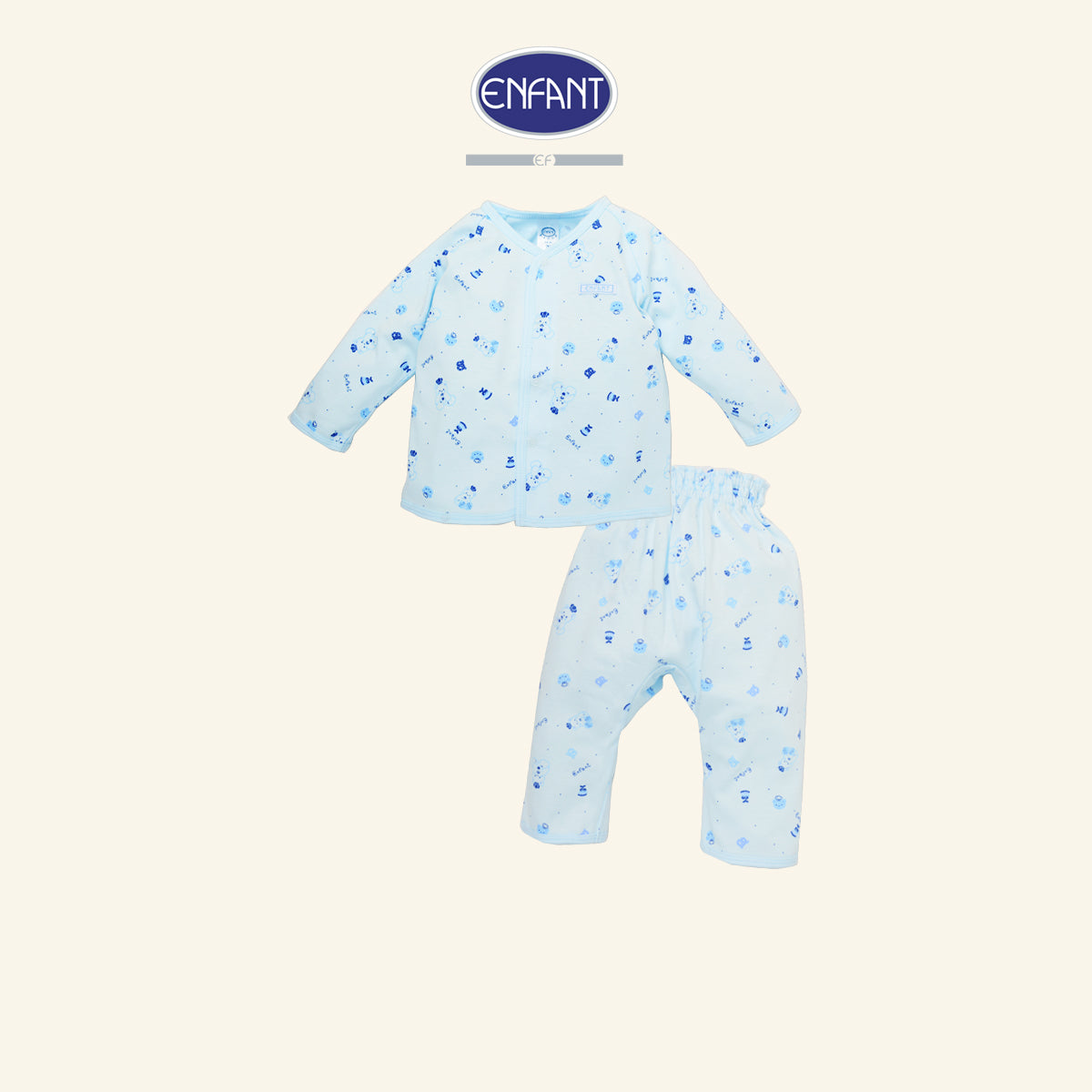 ENFANT ชุดเสื้อกระดุมแขนยาว เด็กเล็ก สำหรับ3เดือน-2ขวบ ลายน้องหมี 2สี รุ่นEID1DH6