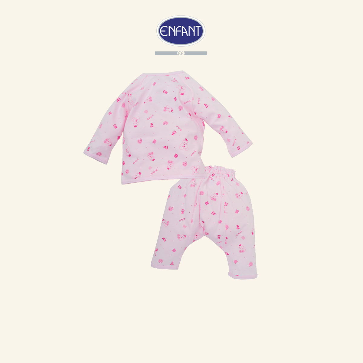 ENFANT ชุดเสื้อผูกป้ายเด้กเล็ก แรกเกิด-6เดือน 2สี ลายน้องหมี รุ่นED1DH7