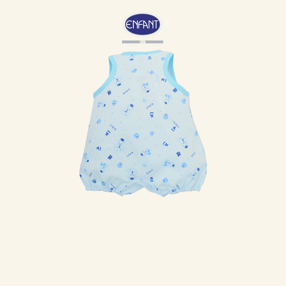ENFANT ชุดบอดี้สูทเด็กอ่อน กระดุมSnap สำหรับแรก-1ขวบ สีฟ้า ลายน้องหมี รุ่น ED8DH3