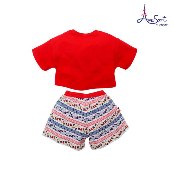 Amusantชุดเสื้อยืดลายช้าง+กางเกงขาสั้น 1ปี-8ปี EH1JI70