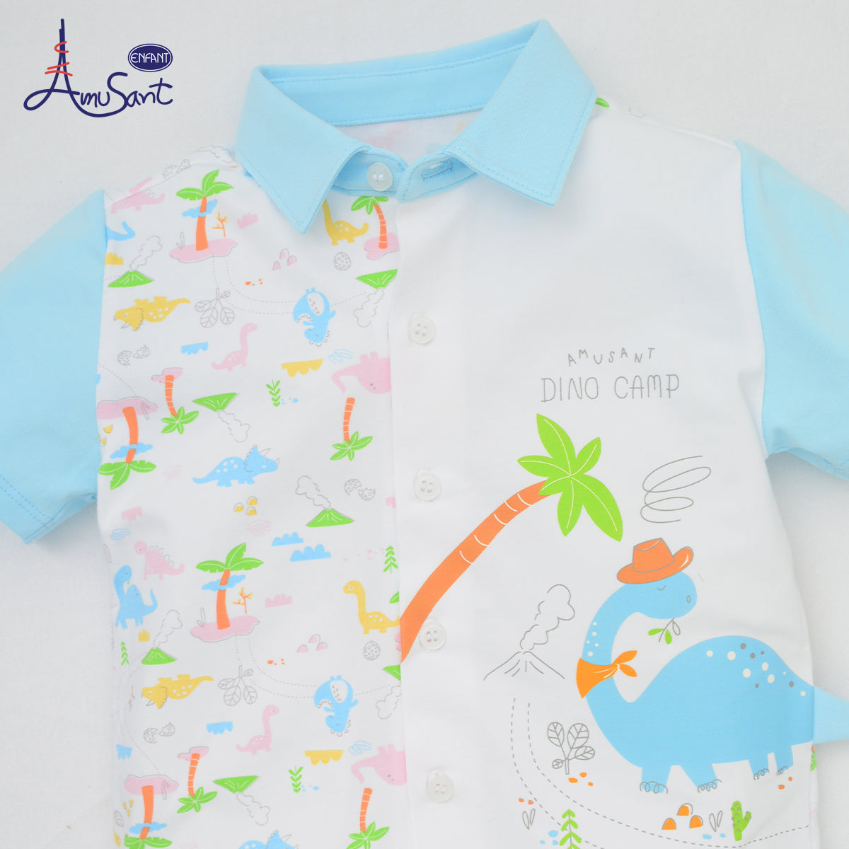AMUSANT ชุดเสื้อคอปก ไดโนเสาร์ 6เดือน-8ขวบ รุ่นEH1K90