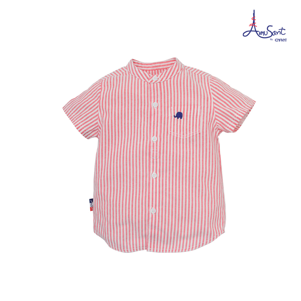 Amusantเสื้ออ๊อกซ์ฟอร์ดทอลาย สีแดง สำหรับ6เดือน-8ปี