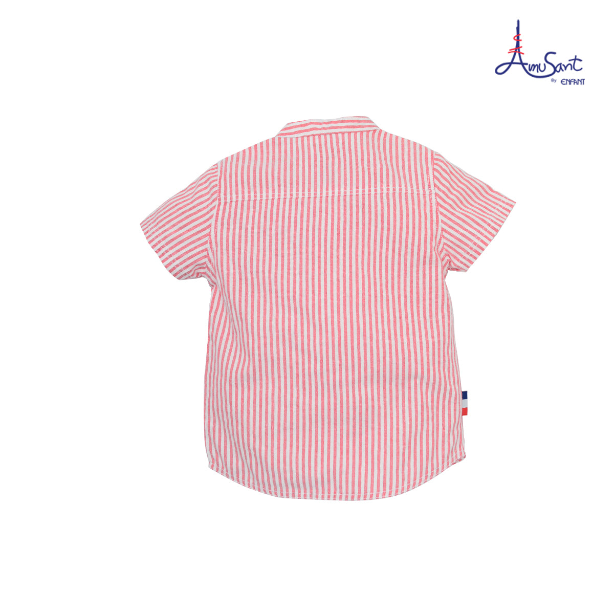 Amusantเสื้ออ๊อกซ์ฟอร์ดทอลาย สีแดง สำหรับ6เดือน-8ปี