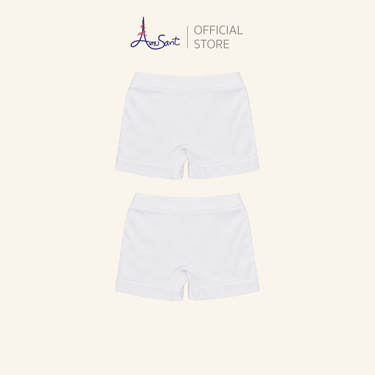 Amusant By Enfant กางเกงในเด็กเด็กผู้ชาย กางเกงบ็อกเซอร์ สีขาว รุ่นซีมเลท (Seamless) 1 แพ็ค 2 ตัว EH3R91