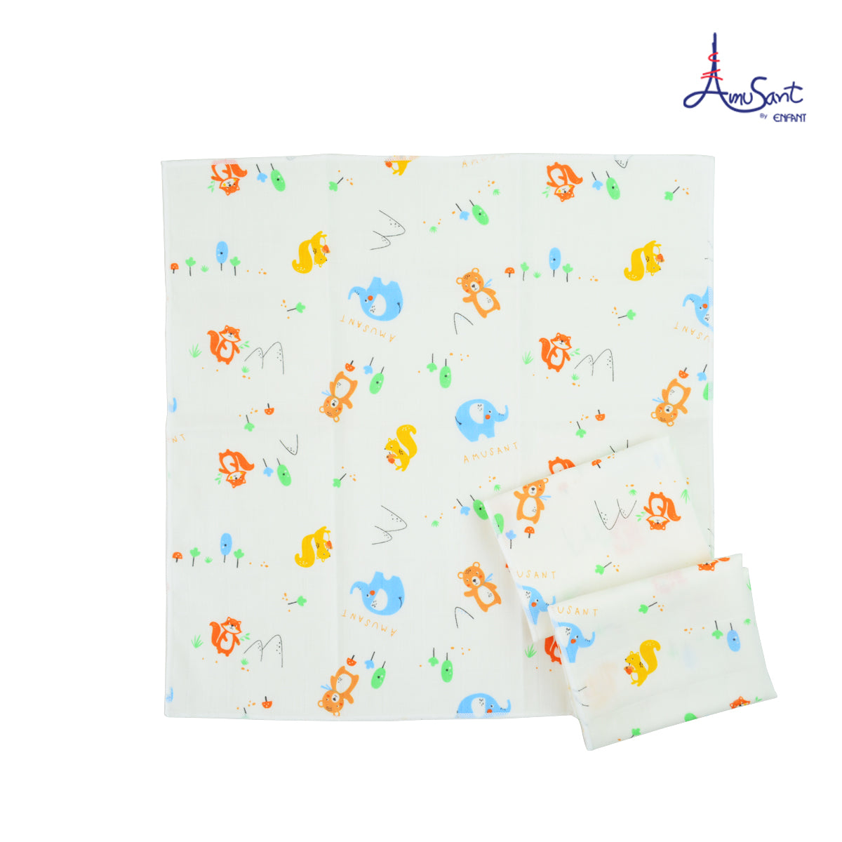 Amusant ผ้าเช็ดหน้าสาลูแพ็ค3ผืน Cotton bambooขนาด13x13นิ้ว EH9H50