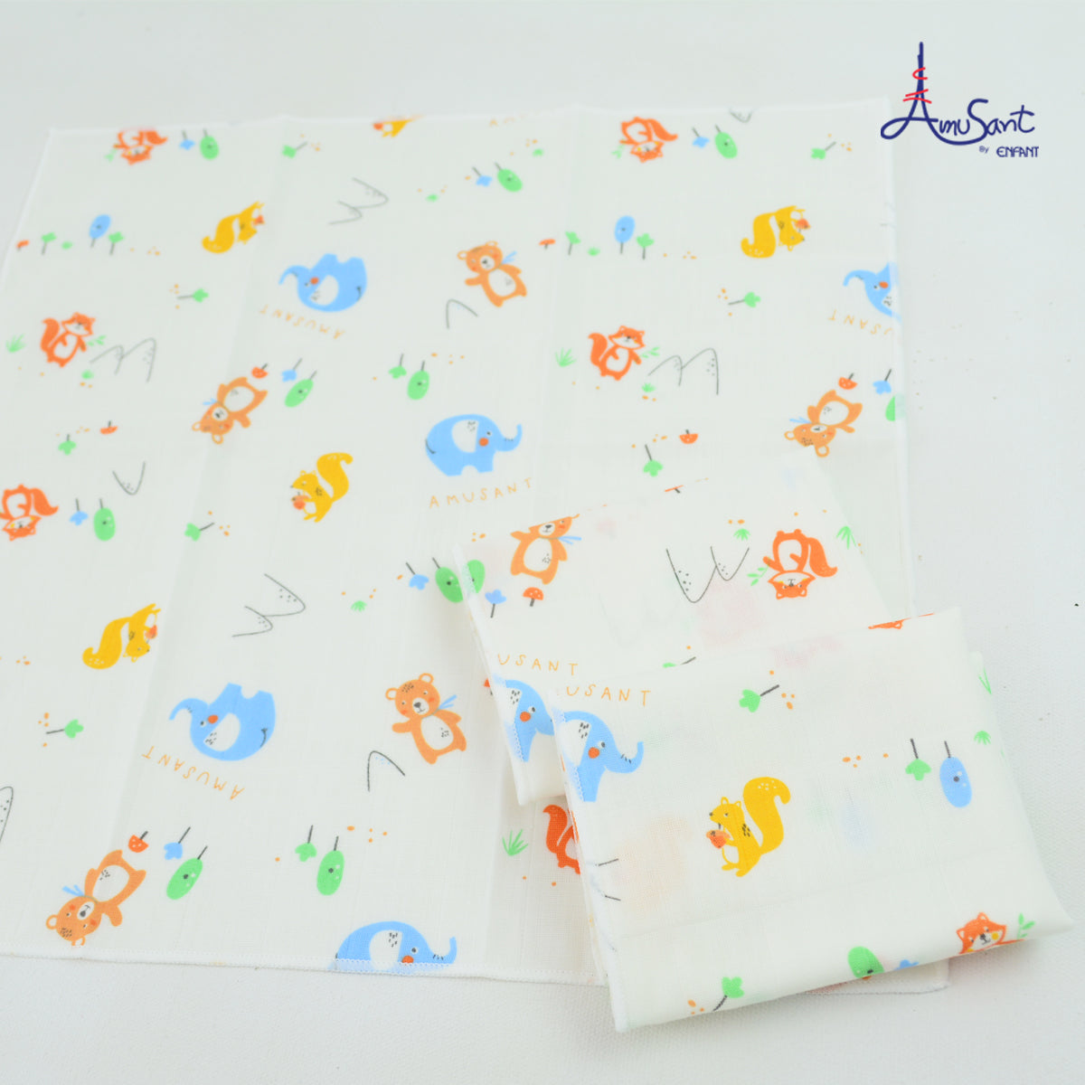Amusant ผ้าเช็ดหน้าสาลูแพ็ค3ผืน Cotton bambooขนาด13x13นิ้ว EH9H50
