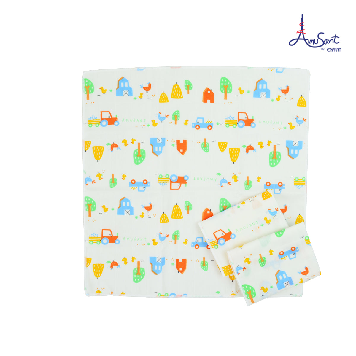 Amusant ผ้าเช็ดหน้าสาลูแพ็ค3ผืน Cotton bambooขนาด13x13นิ้ว EH9H50