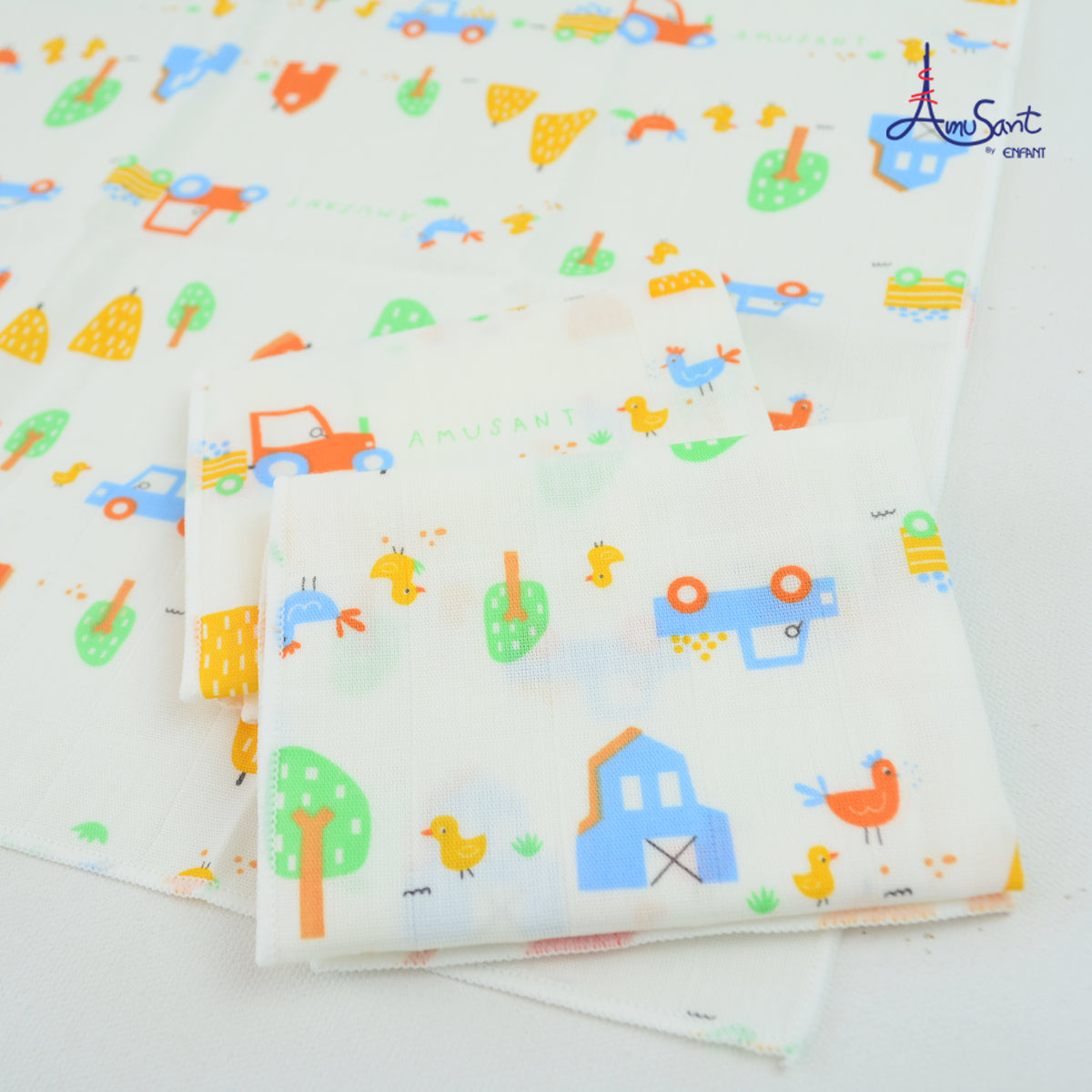 Amusant ผ้าเช็ดหน้าสาลูแพ็ค3ผืน Cotton bambooขนาด13x13นิ้ว EH9H50