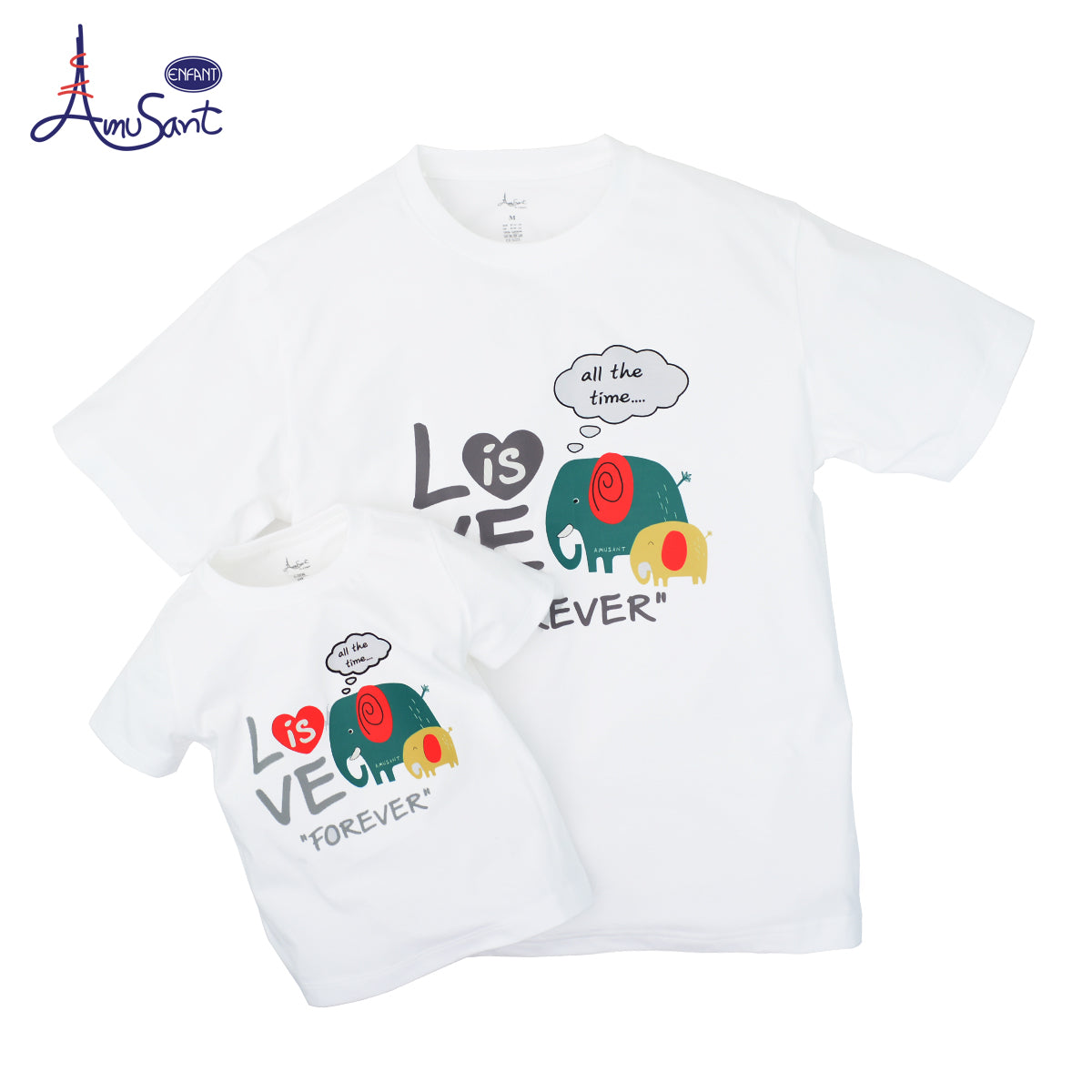 AMUSANT เสื้อเซ็ตคู่แฟมิลี่ ลายช้างเขียว พ่อ-ลูก รุ่นEK9J23-EH2N32