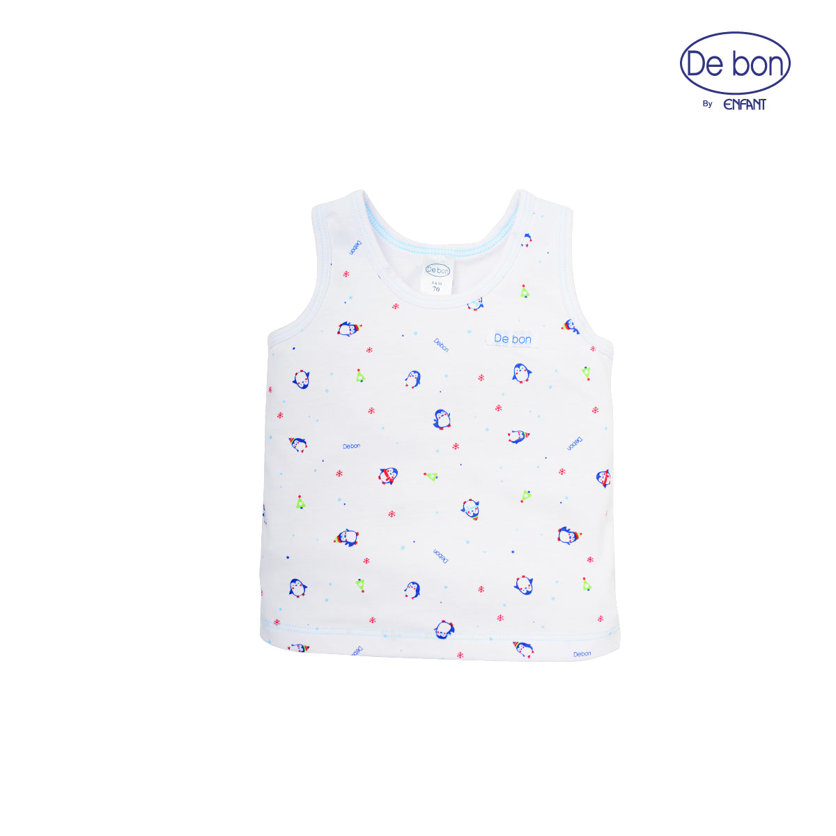 DE BONเสื้อผูกป้าย/กระดุมแขนสั้น/เสื้อกล้าม -กางเกงขาสั้นลายเพนกวิ้น สำหรับเด็กอ่อน 2สี (ขายแยกชิ้น)