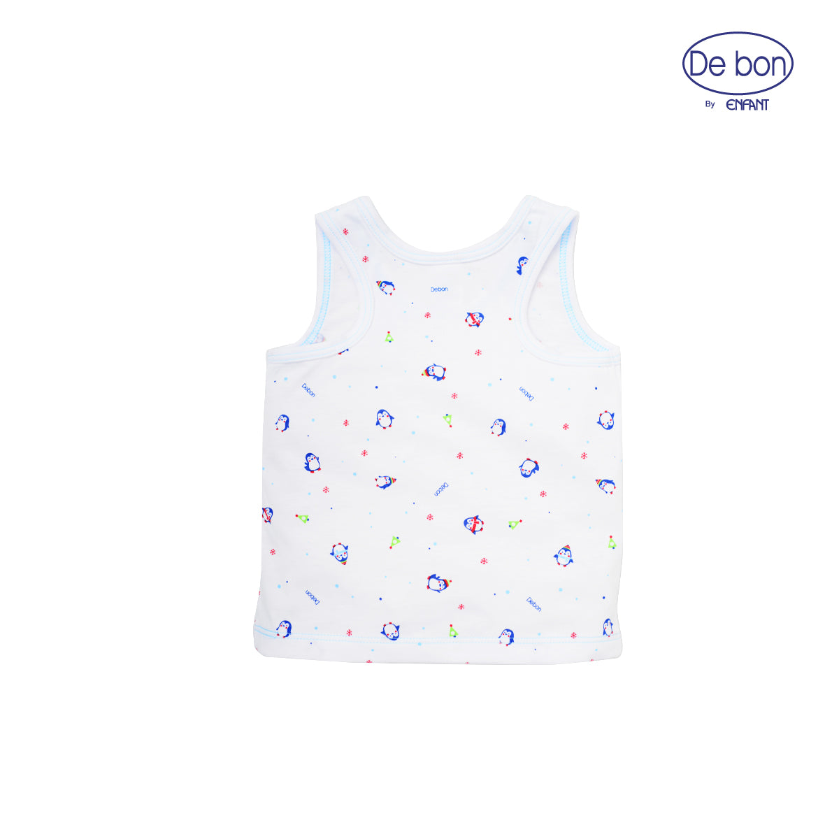 DE BONเสื้อผูกป้าย/กระดุมแขนสั้น/เสื้อกล้าม -กางเกงขาสั้นลายเพนกวิ้น สำหรับเด็กอ่อน 2สี (ขายแยกชิ้น)