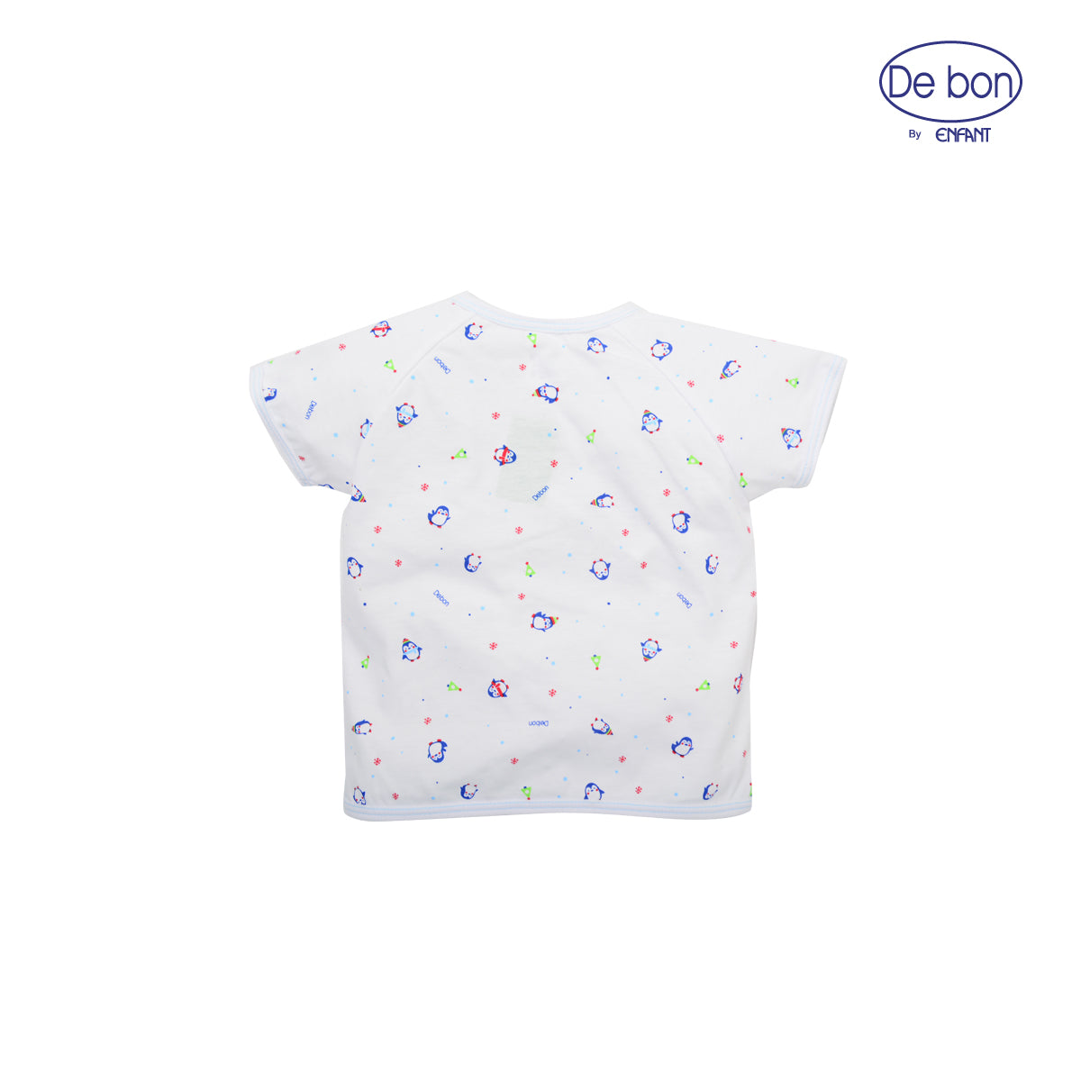 DE BONเสื้อผูกป้าย/กระดุมแขนสั้น/เสื้อกล้าม -กางเกงขาสั้นลายเพนกวิ้น สำหรับเด็กอ่อน 2สี (ขายแยกชิ้น)