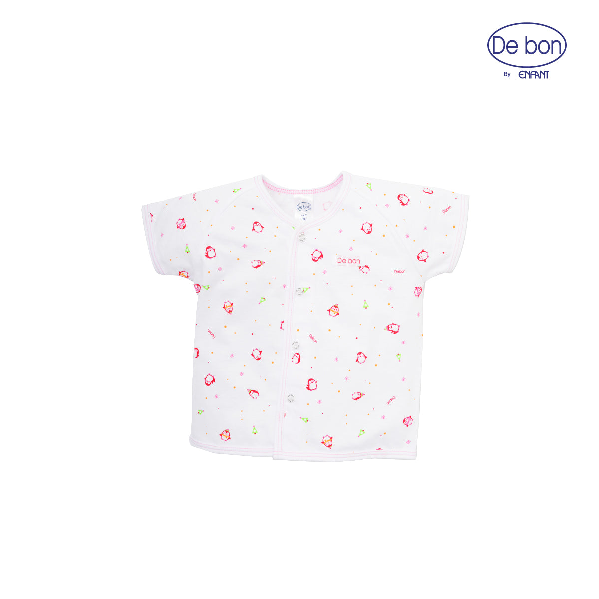DE BONเสื้อผูกป้าย/กระดุมแขนสั้น/เสื้อกล้าม -กางเกงขาสั้นลายเพนกวิ้น สำหรับเด็กอ่อน 2สี (ขายแยกชิ้น)