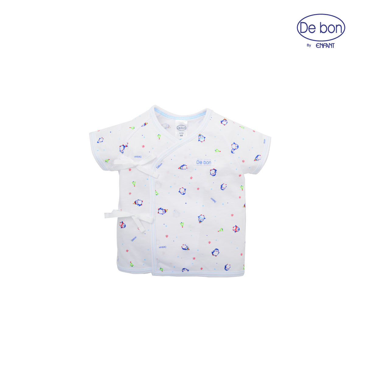 DE BONเสื้อผูกป้าย/กระดุมแขนสั้น/เสื้อกล้าม -กางเกงขาสั้นลายเพนกวิ้น สำหรับเด็กอ่อน 2สี (ขายแยกชิ้น)