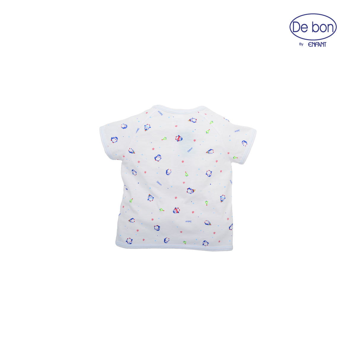 DE BONเสื้อผูกป้าย/กระดุมแขนสั้น/เสื้อกล้าม -กางเกงขาสั้นลายเพนกวิ้น สำหรับเด็กอ่อน 2สี (ขายแยกชิ้น)