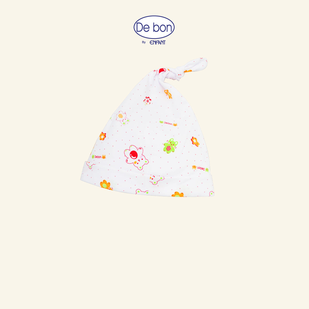 DE BON หมวกเด็กเล็กสำหรับแรกเกิด-3เดือน ลายหมีขาว 2สี รุ่นEI7AW6