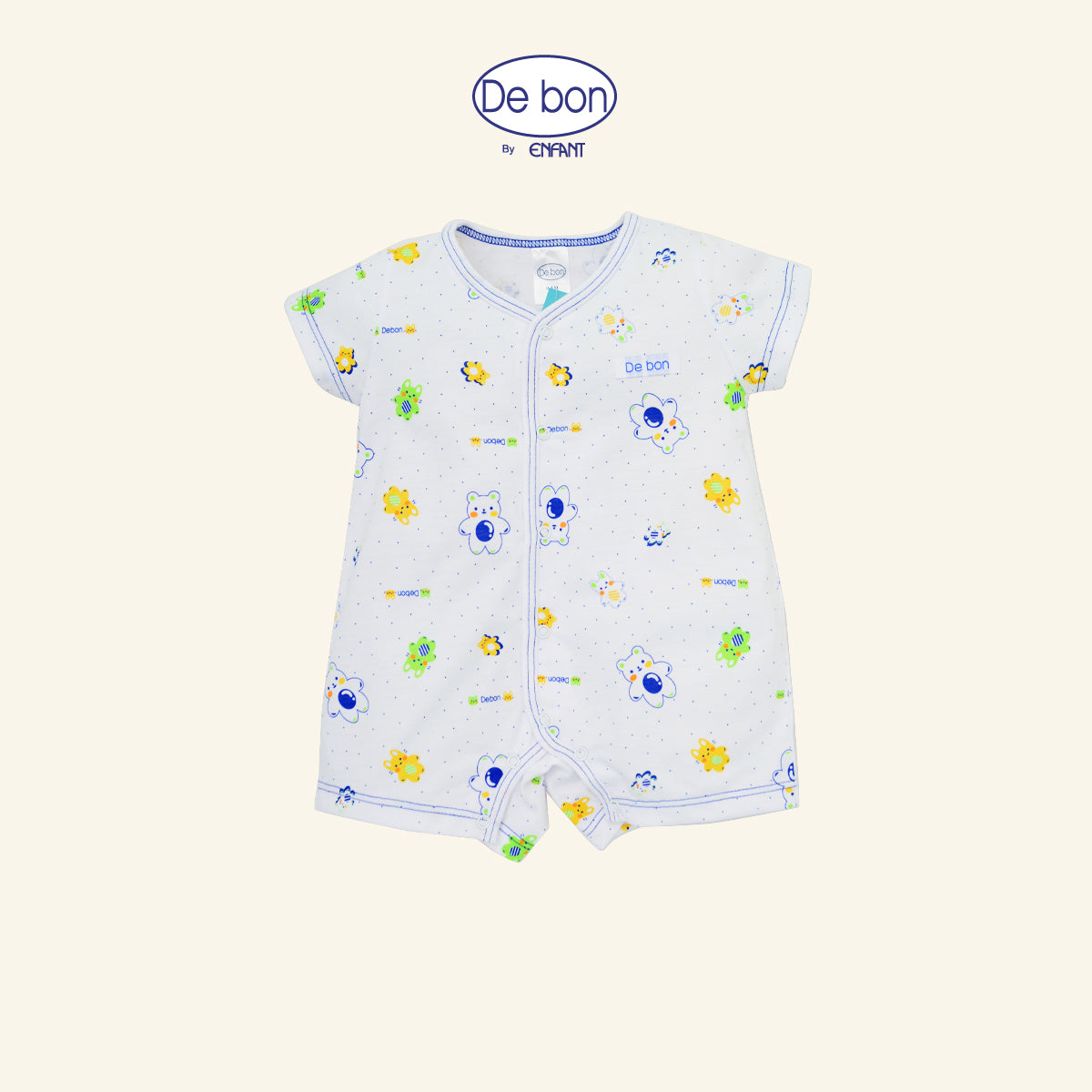 DE BON ชุดบอดี้สูทแขนสั้นเด็กอ่อนแรกเกิด-6เดือน ลายหมีขาว 2สี รุ่นEI8AW0