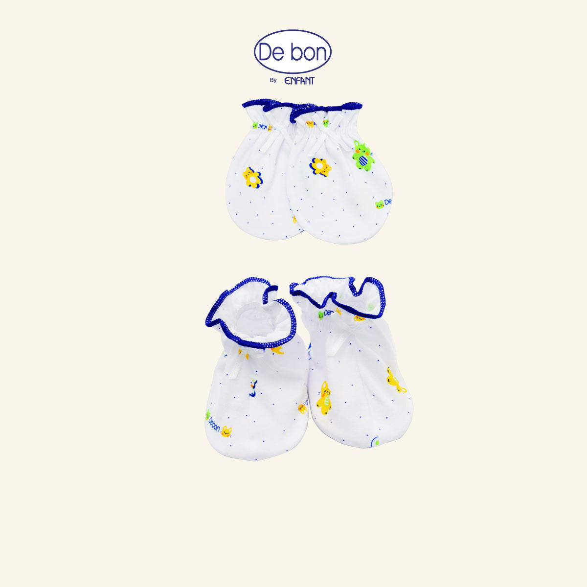 DE BON ถุงมือ-ถุงเท้า ฟรีไซซ์ ลายหมีขาว 2สี (ขายแยกชิ้น) รุ่นEI9AW0-EI9AW1