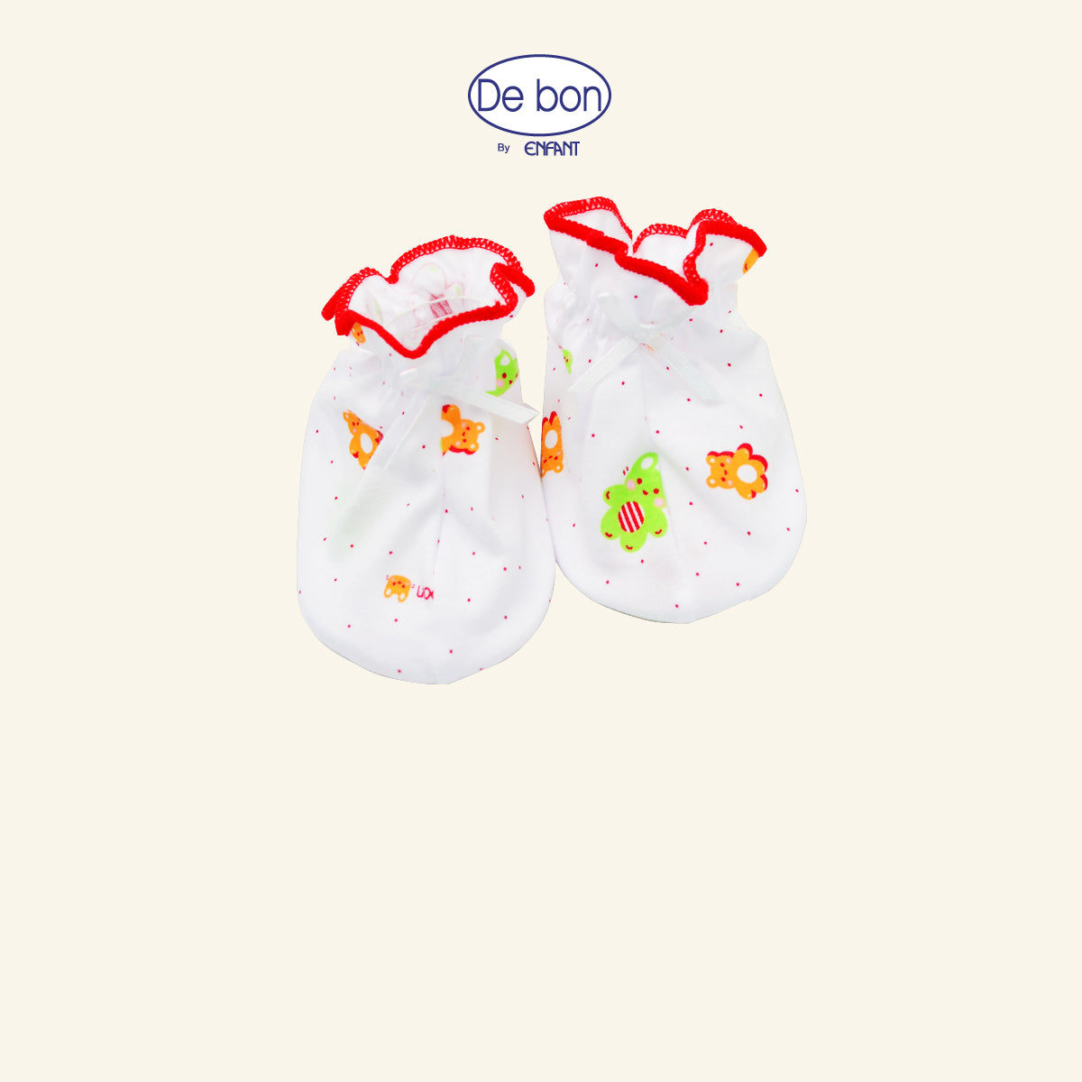 DE BON ถุงมือ-ถุงเท้า ฟรีไซซ์ ลายหมีขาว 2สี (ขายแยกชิ้น) รุ่นEI9AW0-EI9AW1
