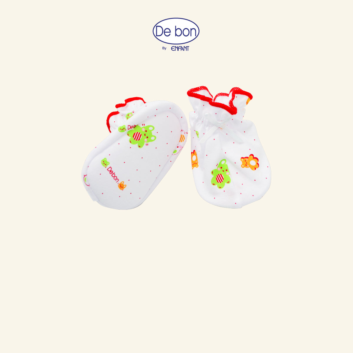 DE BON ถุงมือ-ถุงเท้า ฟรีไซซ์ ลายหมีขาว 2สี (ขายแยกชิ้น) รุ่นEI9AW0-EI9AW1
