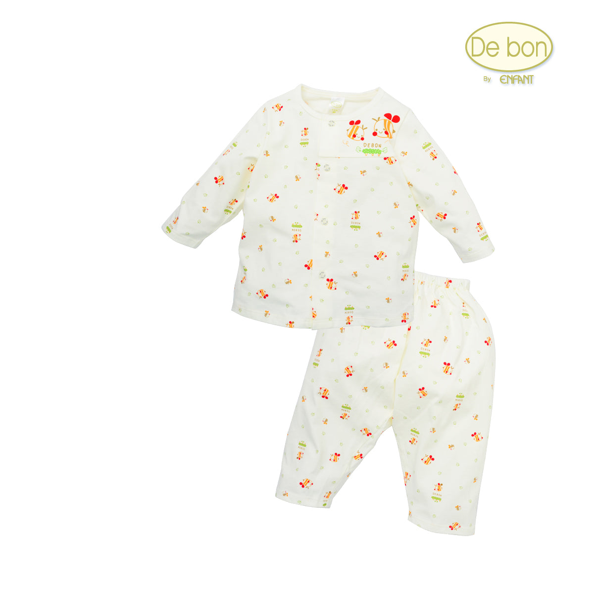 De bon Pure Organic ชุดเสื้อกระดุมแขนยาว สำหรับเด็ก6เดือน-4ขวบ EJ1C29