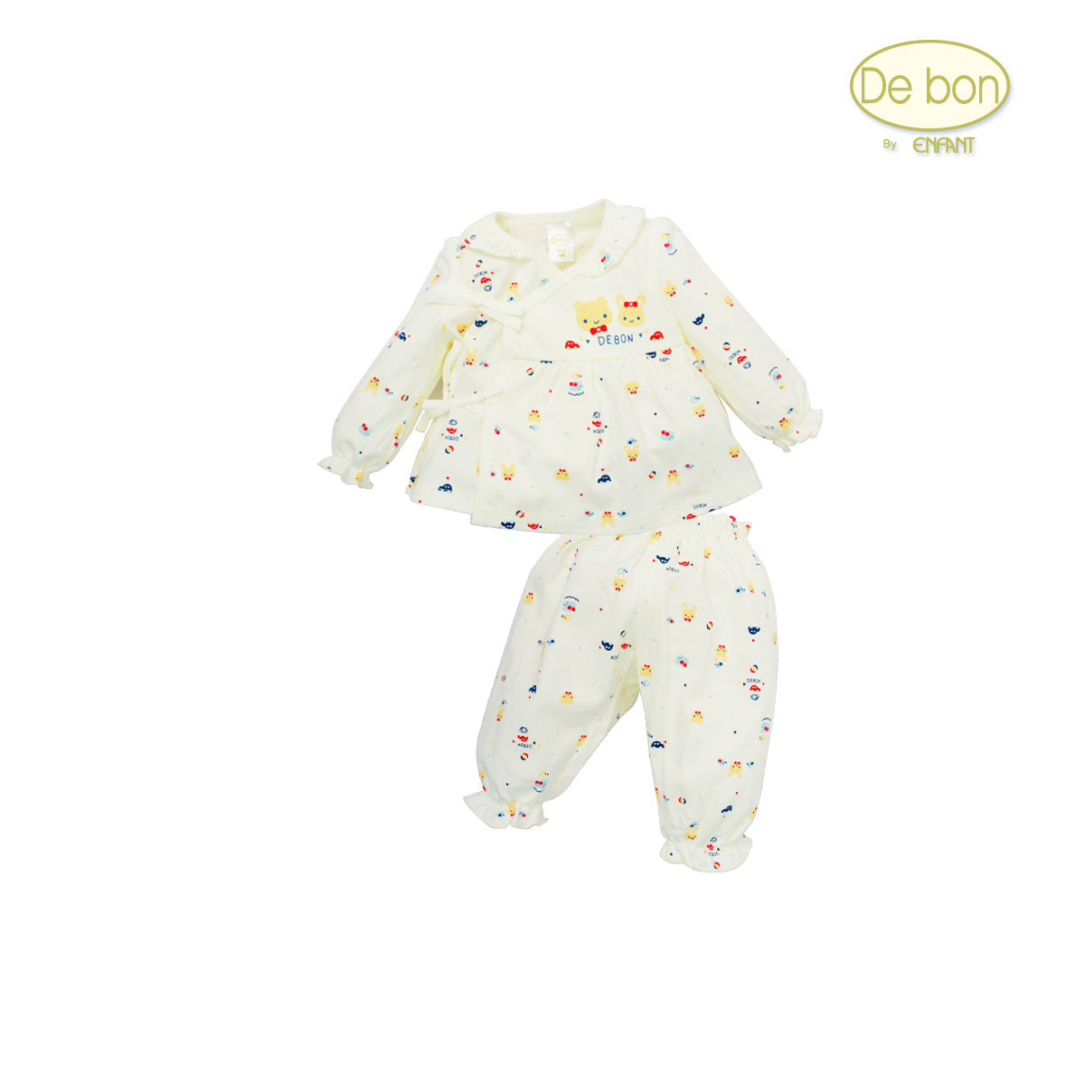 De bon Pure Organicชุดเสื้อกางเกง-แขนยาวเด็กแรกเกิด-6เดือน EJ1C38