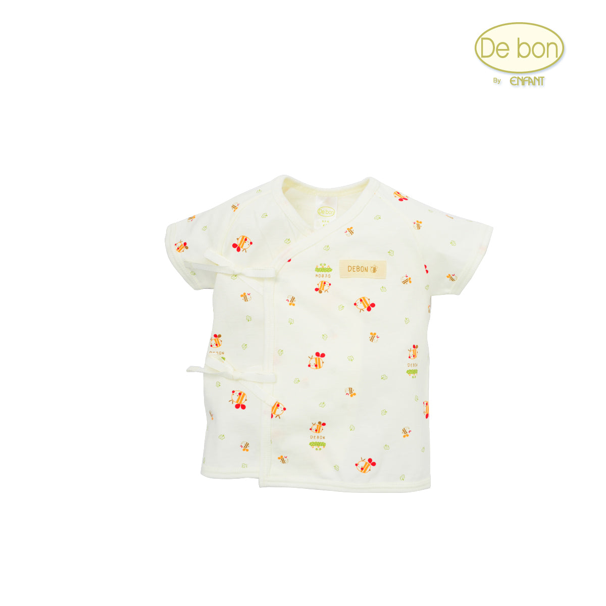 De bon Pure Organic เสื้อผูกแขนสั้นสำหรับเด็กแรกเกิด-6เดือน EJ2C25