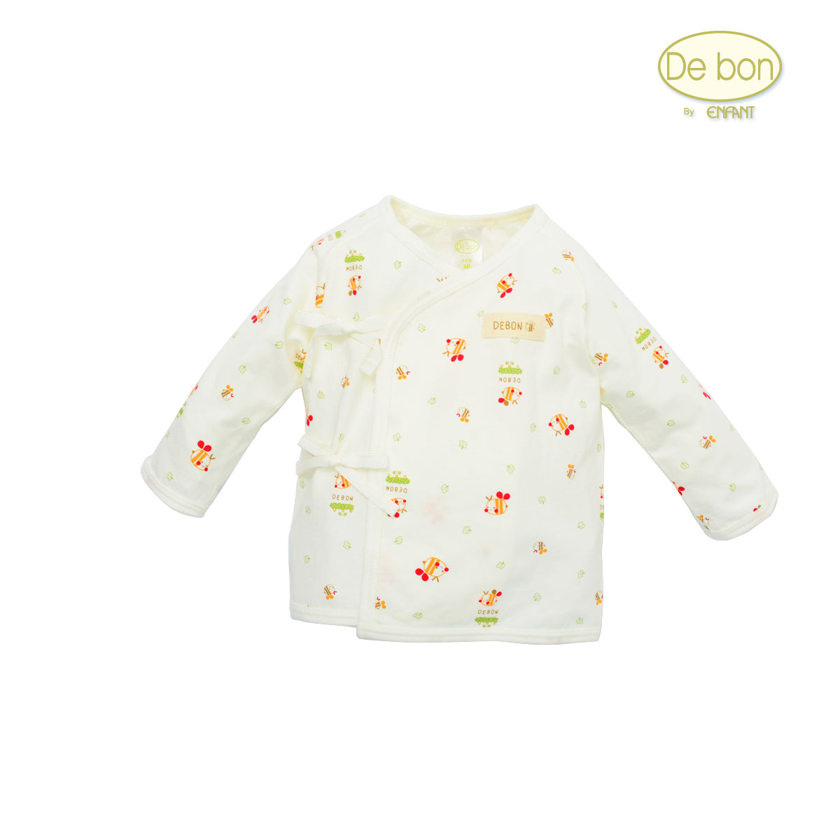 De bon Pure Organic เสื้อผูกแขนยาวสำหรับทารกแรกเกิด-6เดือน EJ2C27