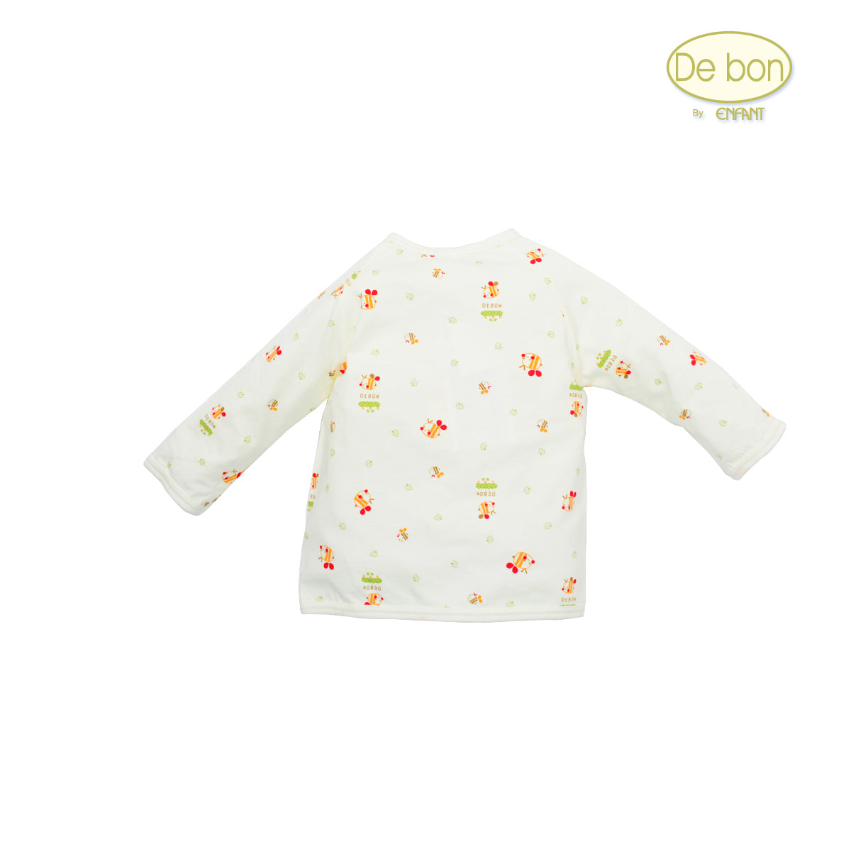 De bon Pure Organic เสื้อผูกแขนยาวสำหรับทารกแรกเกิด-6เดือน EJ2C27