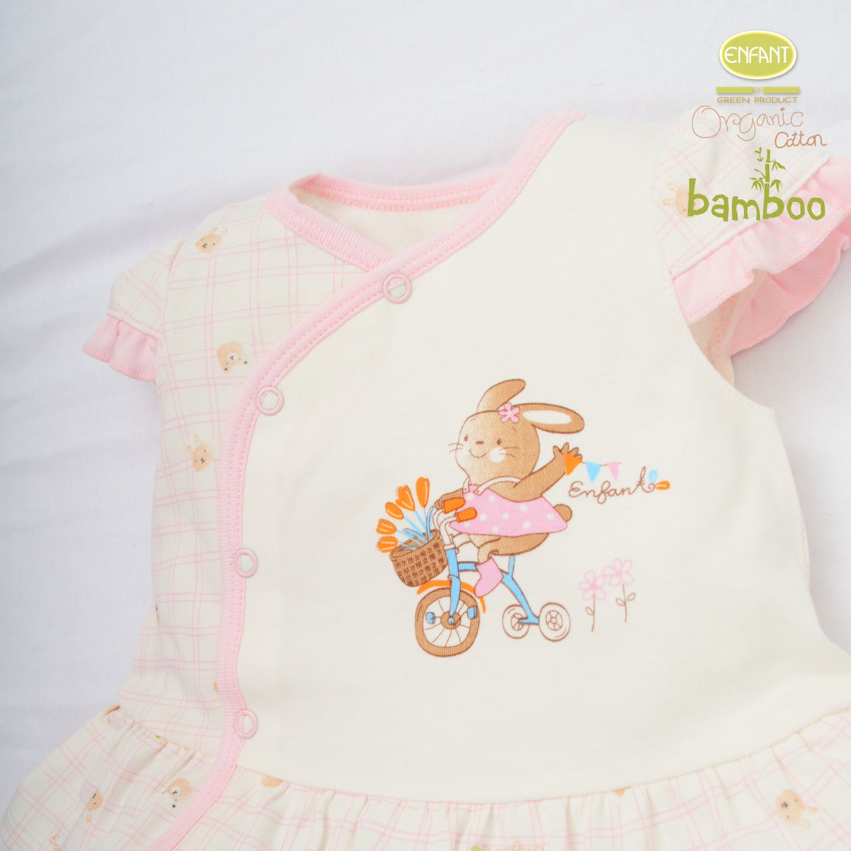 Enfant Green Organic Cotton Bambuเสื้อแขนสั้น+กางเกงสำหรับเด็กแรกเกิด-1ปี ER1R73