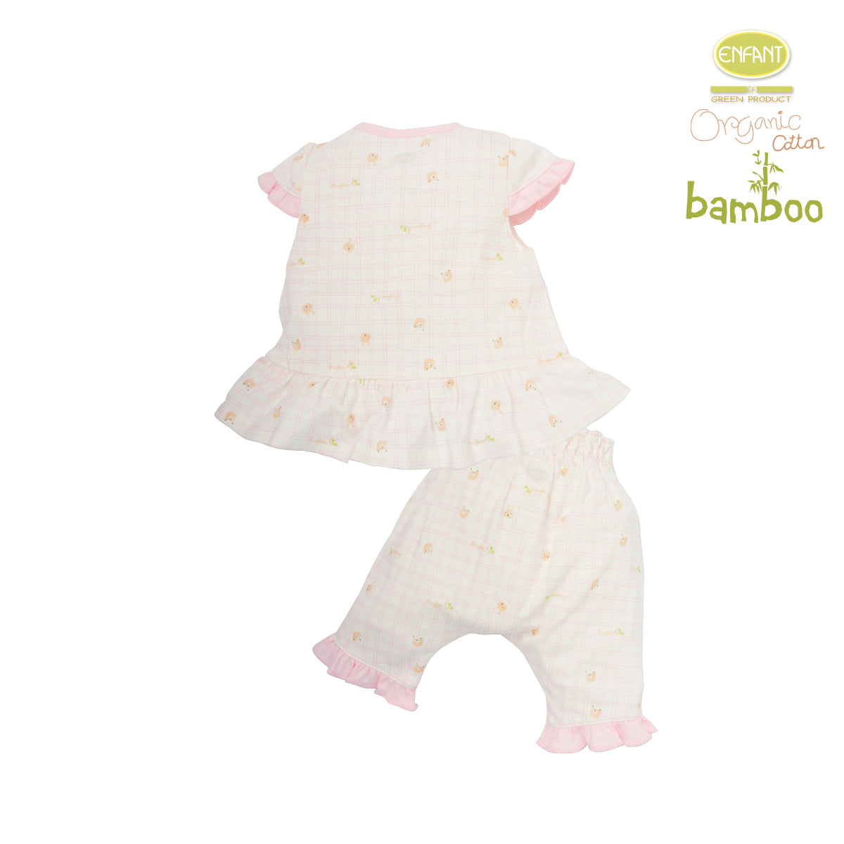 Enfant Green Organic Cotton Bambuเสื้อแขนสั้น+กางเกงสำหรับเด็กแรกเกิด-1ปี ER1R73