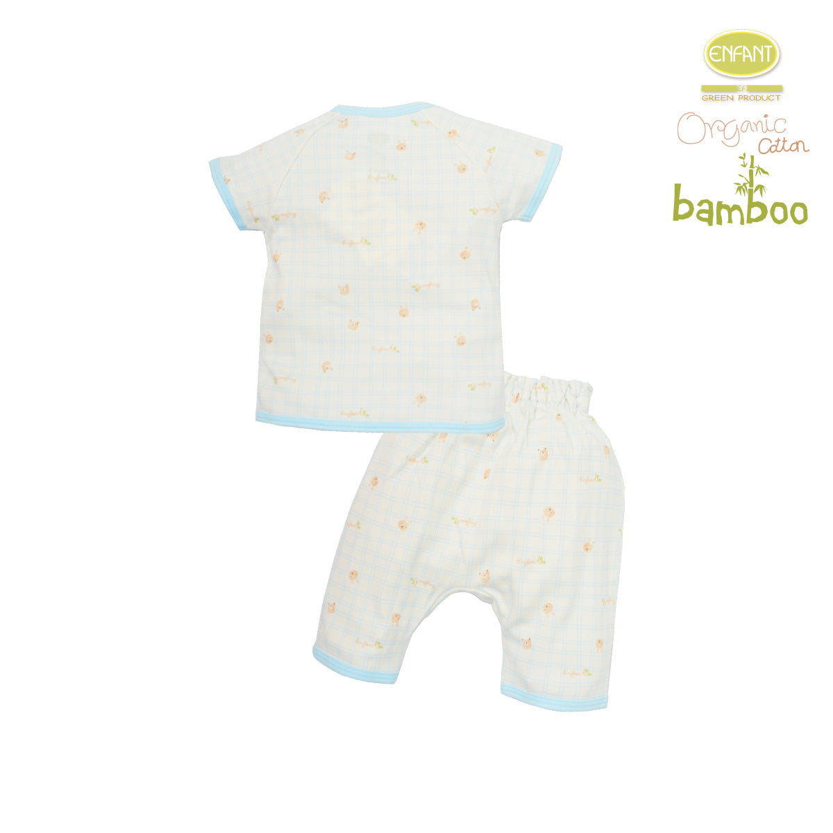 Enfant green Organic cotton bambuเสื้อผูกข้าง+กางเกง สำหรับเด็กแรกเกิด ER1R75
